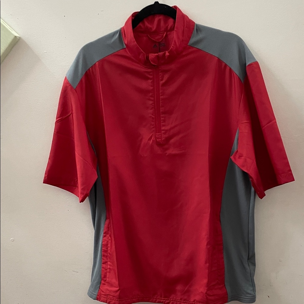 Adidas Red and Gray Polo Shirt